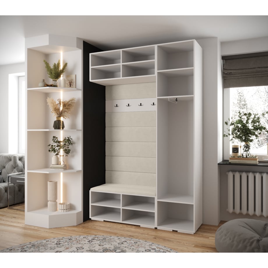 Garderoba do przedpokoju INOVA 4 Z19 biały+złoty+manila16