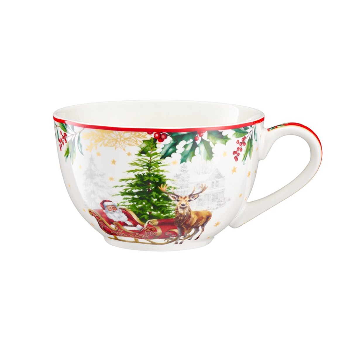 VILLA ITALIA Filiżanka świąteczna porcelanowa 260ml FROZEN NOEL Sanie Mikołaja