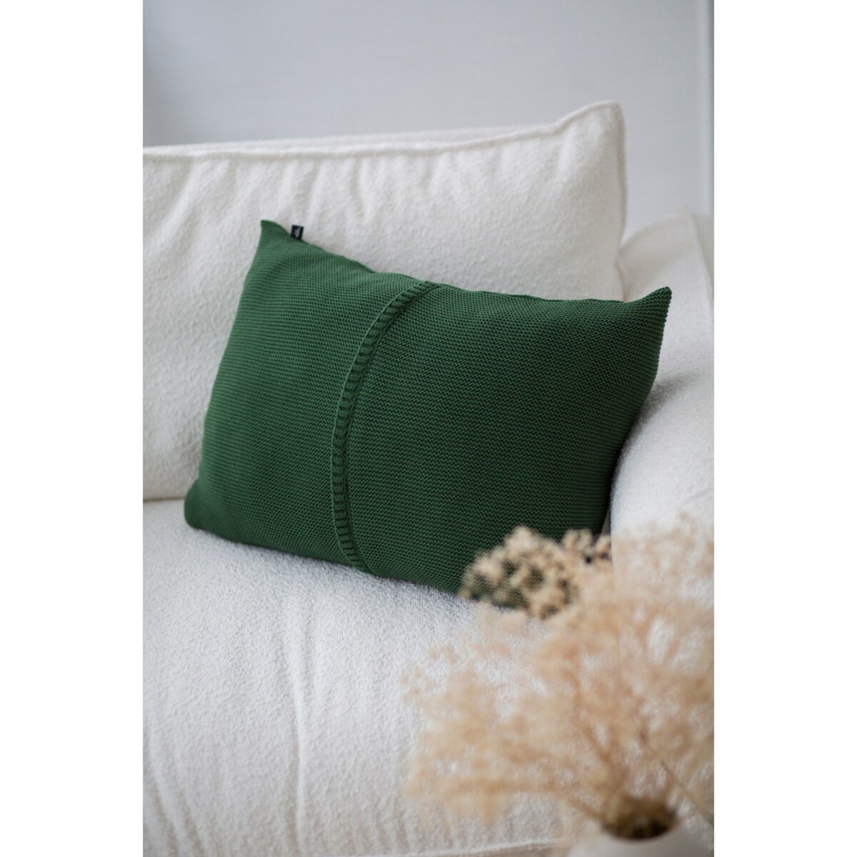 Poszewka klasyczna z przeszyciem zielona, 40 x 60 cm, La Manta