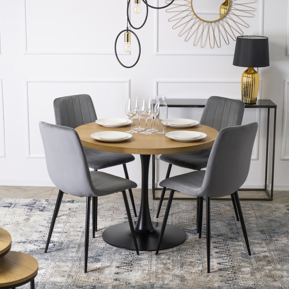 Krzesło Tapicerowane do Jadalni Kuchni Salonu IBIS Szare Nowoczesne Welur