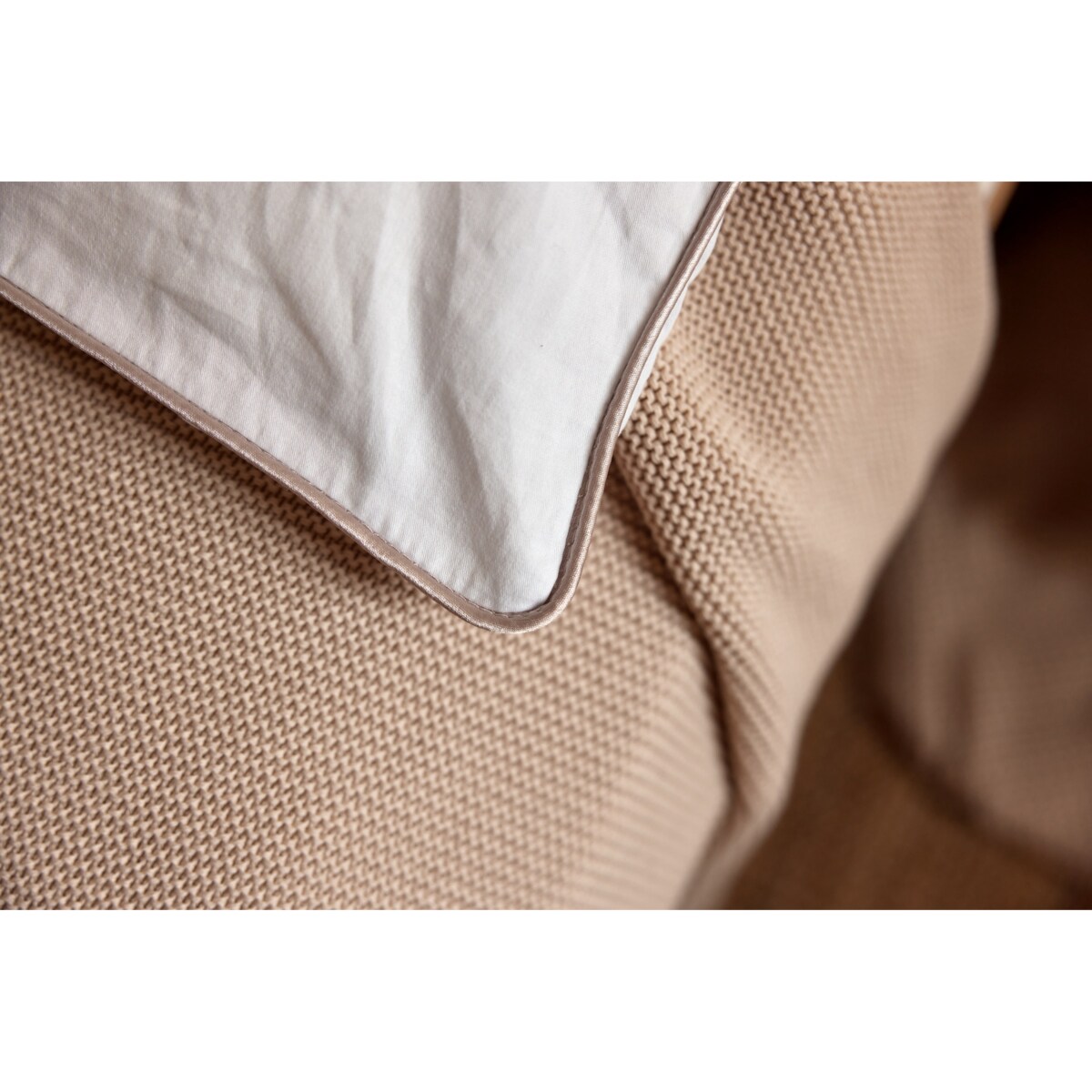 Pościel biała lamówka beżowa, 160 x 200 cm, La Manta