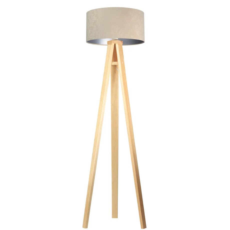Lampa stojąca HOME 40 beżowa/srebrna/sosna