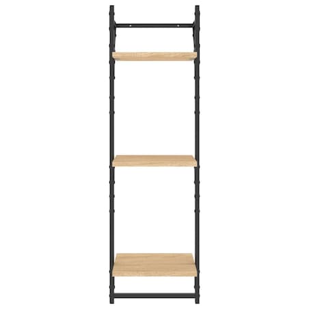 vidaXL 3-poziomowe półki z drążkami, 2 szt., dąb sonoma, 30x25x100 cm