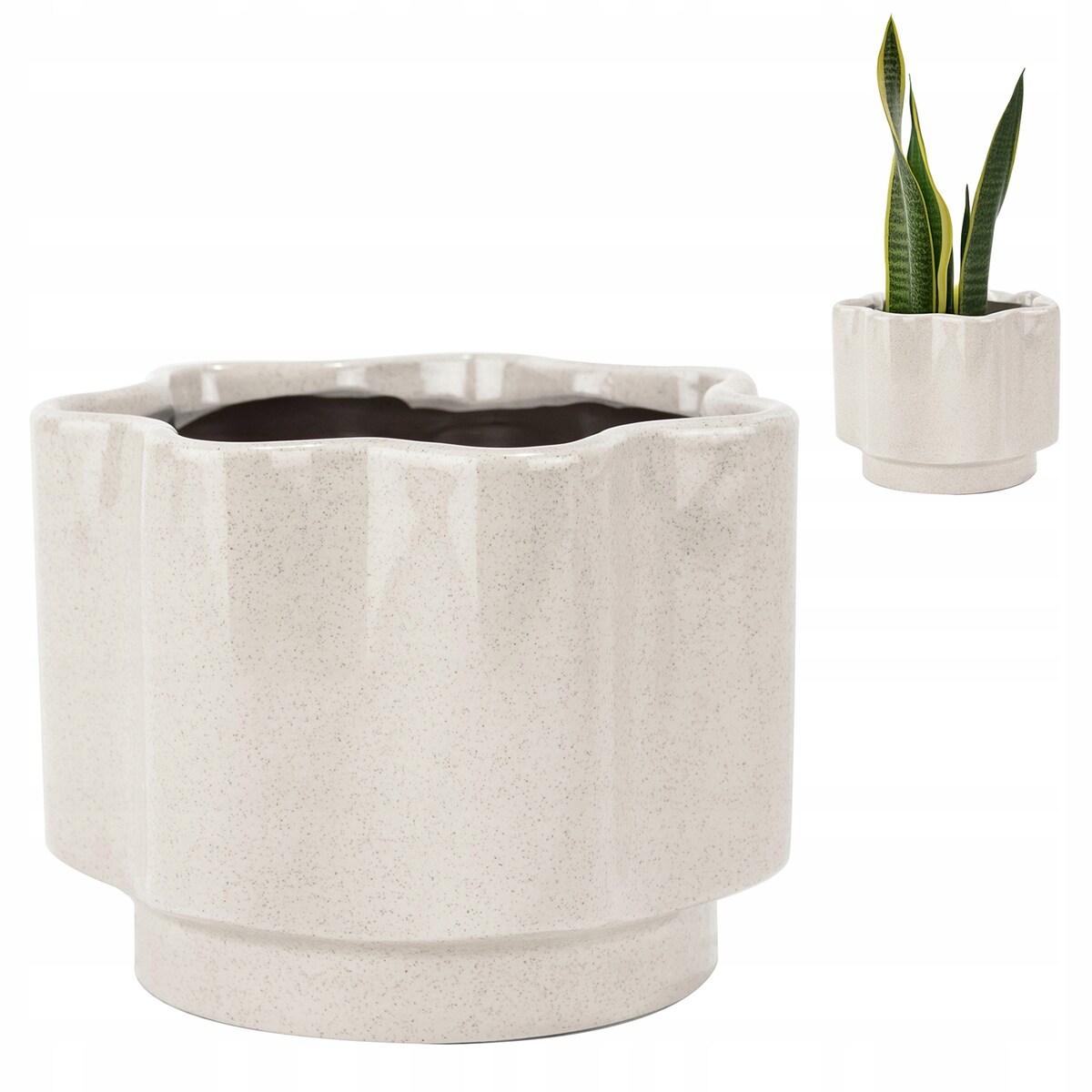 DONICZKA CERAMICZNA BIAŁA na balkon taras kwiaty do fikusa 13cm połysk