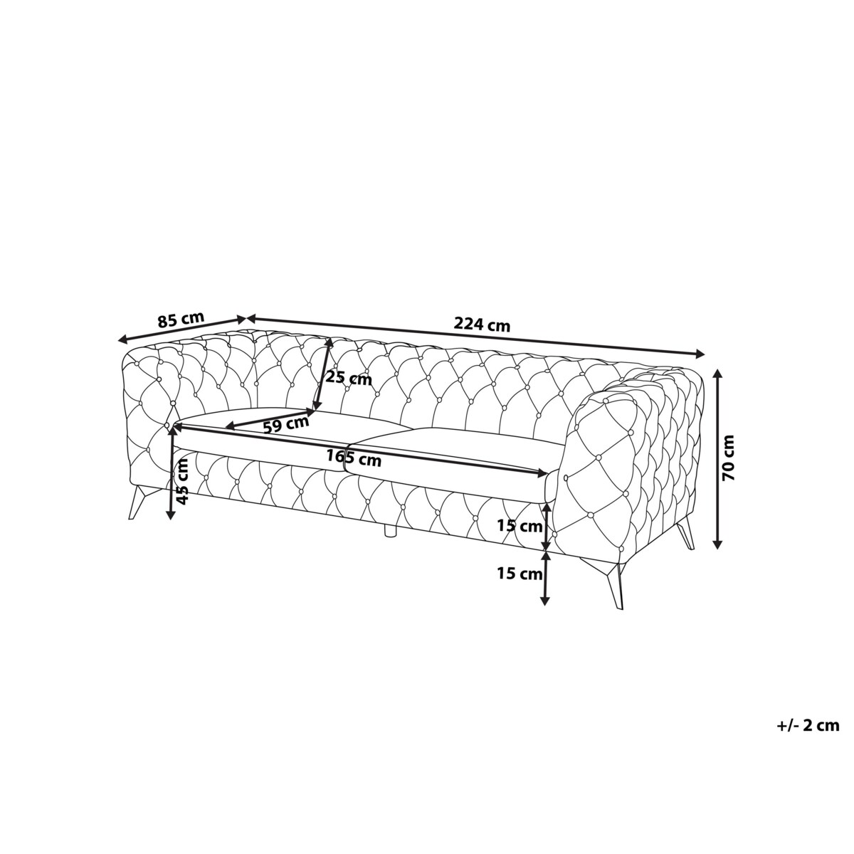 Sofa 3-osobowa welurowa ciemnoniebieska SOTRA