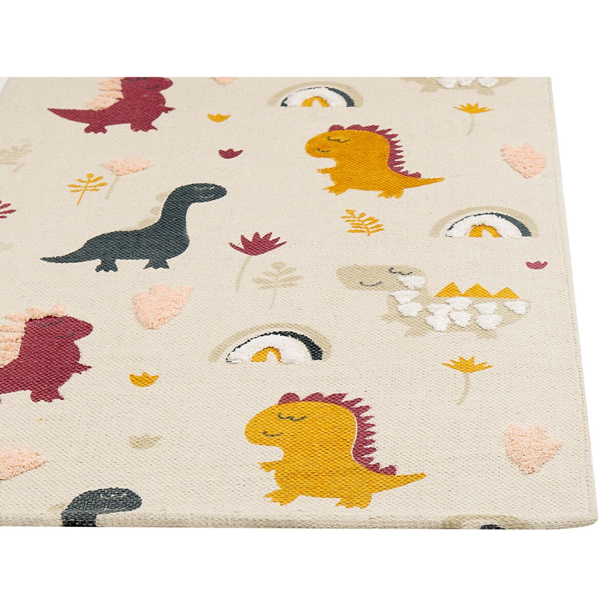 Dywan dziecięcy bawełniany w dinozaury 80 x 150 cm wielokolorowy TIOP