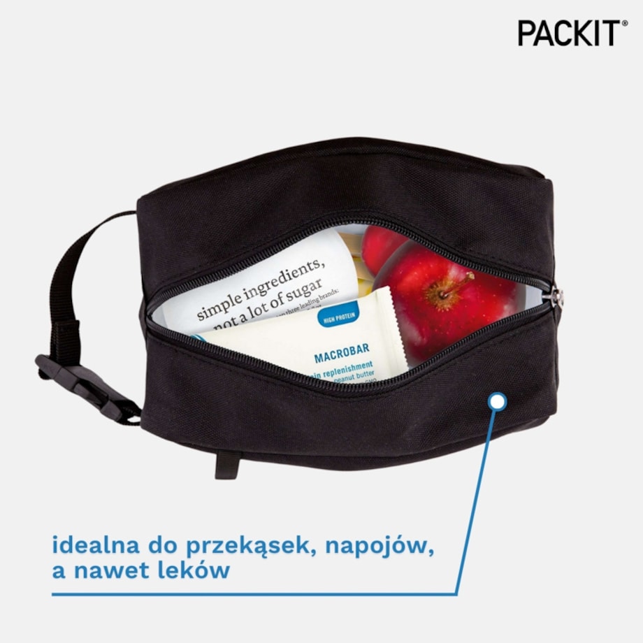 Torba termiczna na jedzenie z uchwytem – mała torba termoizolacyjna na lunch 340 ml czarna, PACKIT