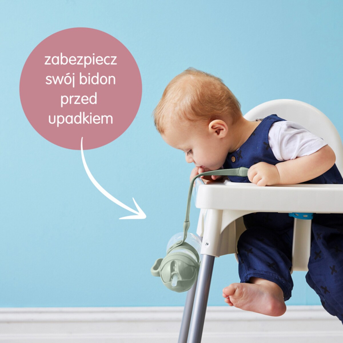 Smycz do bidonu ze słomką 240 ml dla dziecka szałwiowa b.box