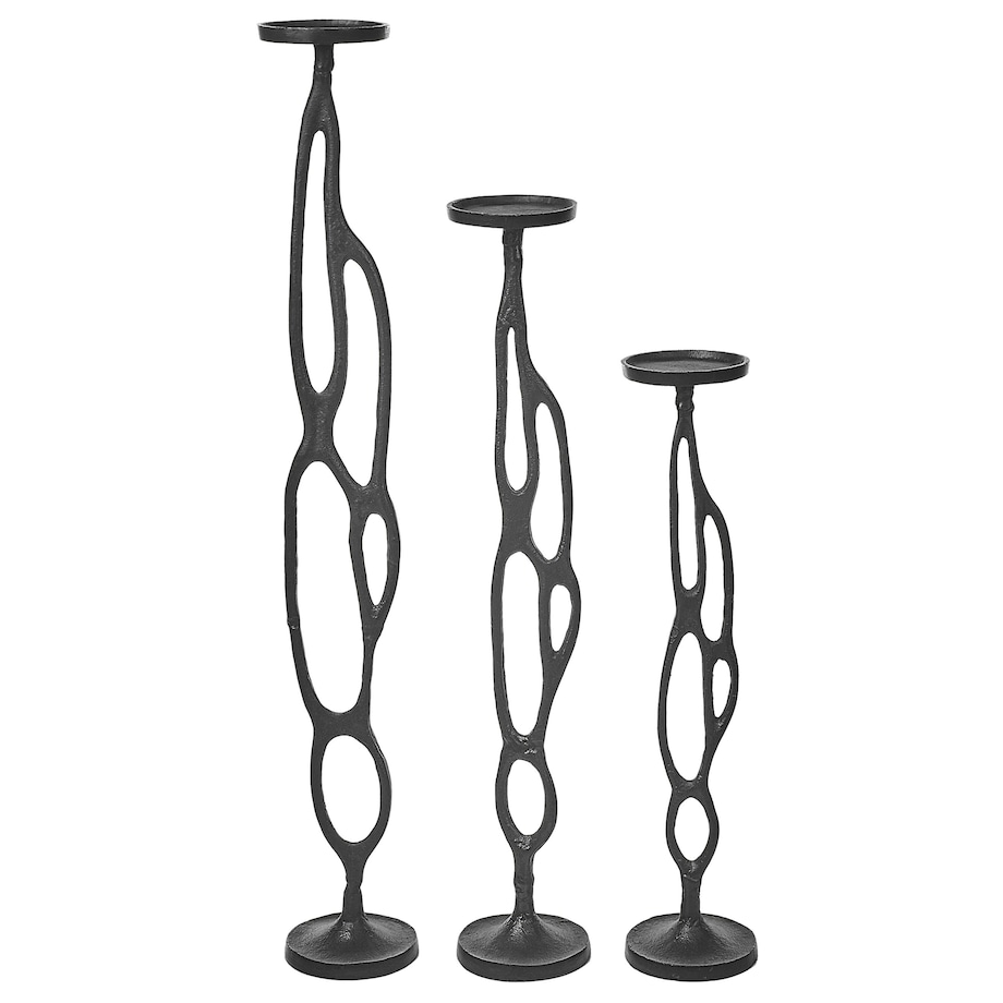 Zestaw 3 świeczników BUNI Metal 54/68/84 cm Czarny