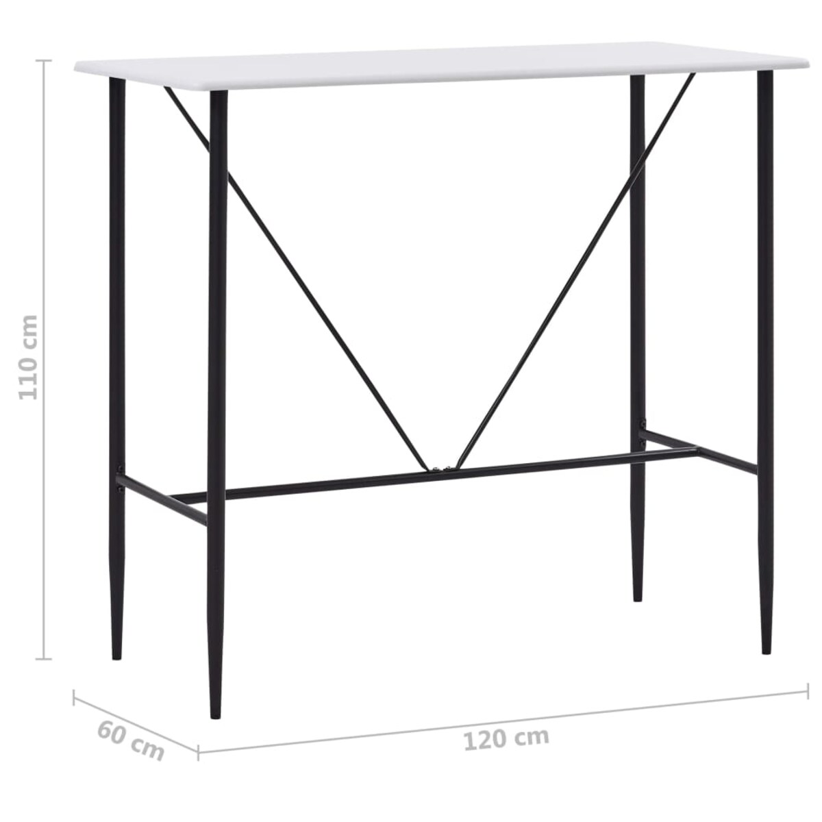 vidaXL Stolik barowy, biały, 120 x 60 x 110 cm, MDF