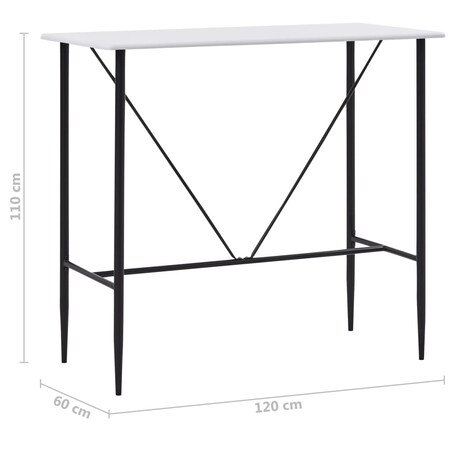 vidaXL Stolik barowy, biały, 120 x 60 x 110 cm, MDF