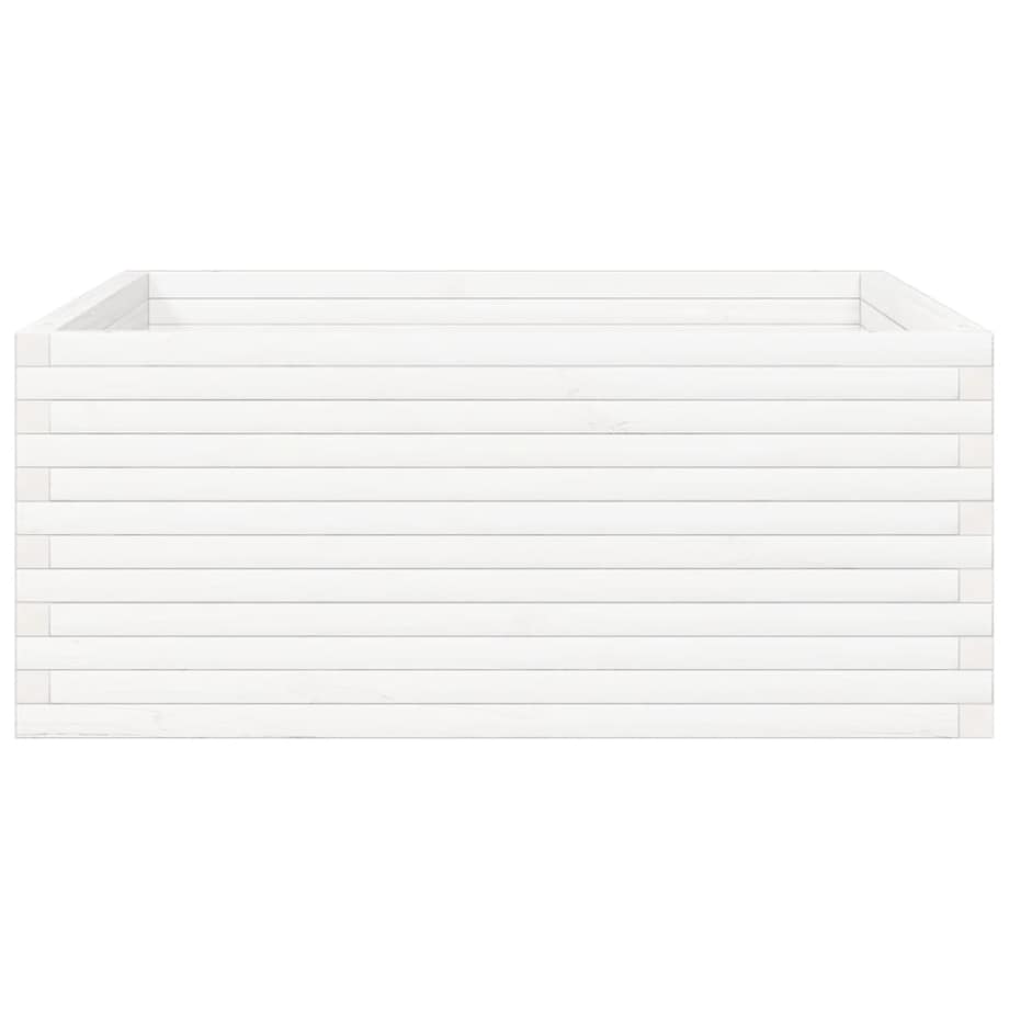 vidaXL Donica ogrodowa, biała, 110x110x46 cm, lite drewno sosnowe