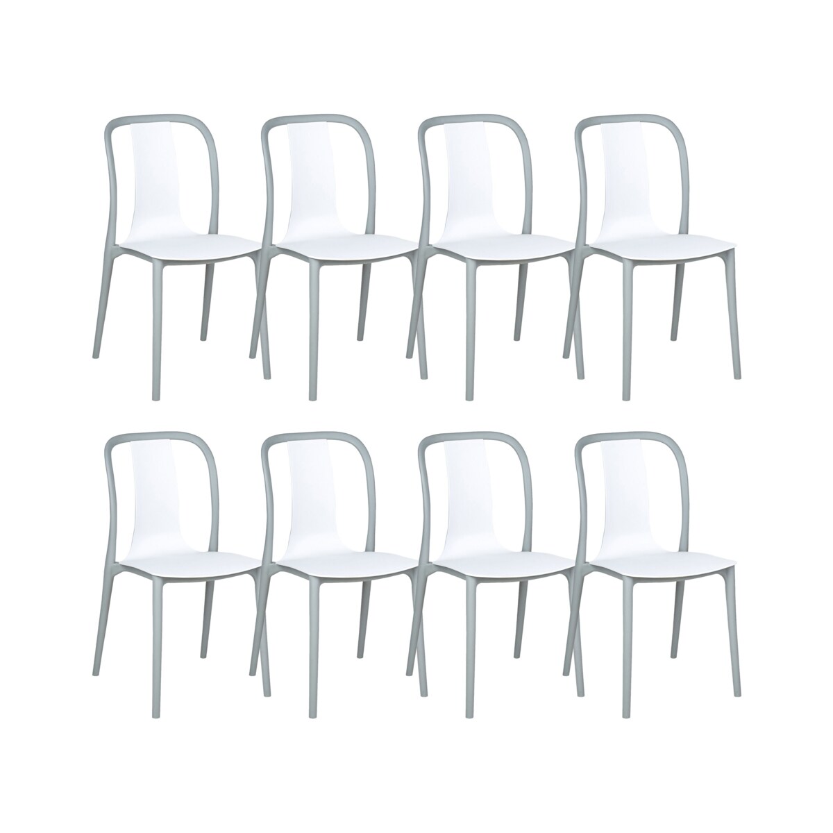 Zestaw 8 krzeseł ogrodowych biało-szary SPEZIA