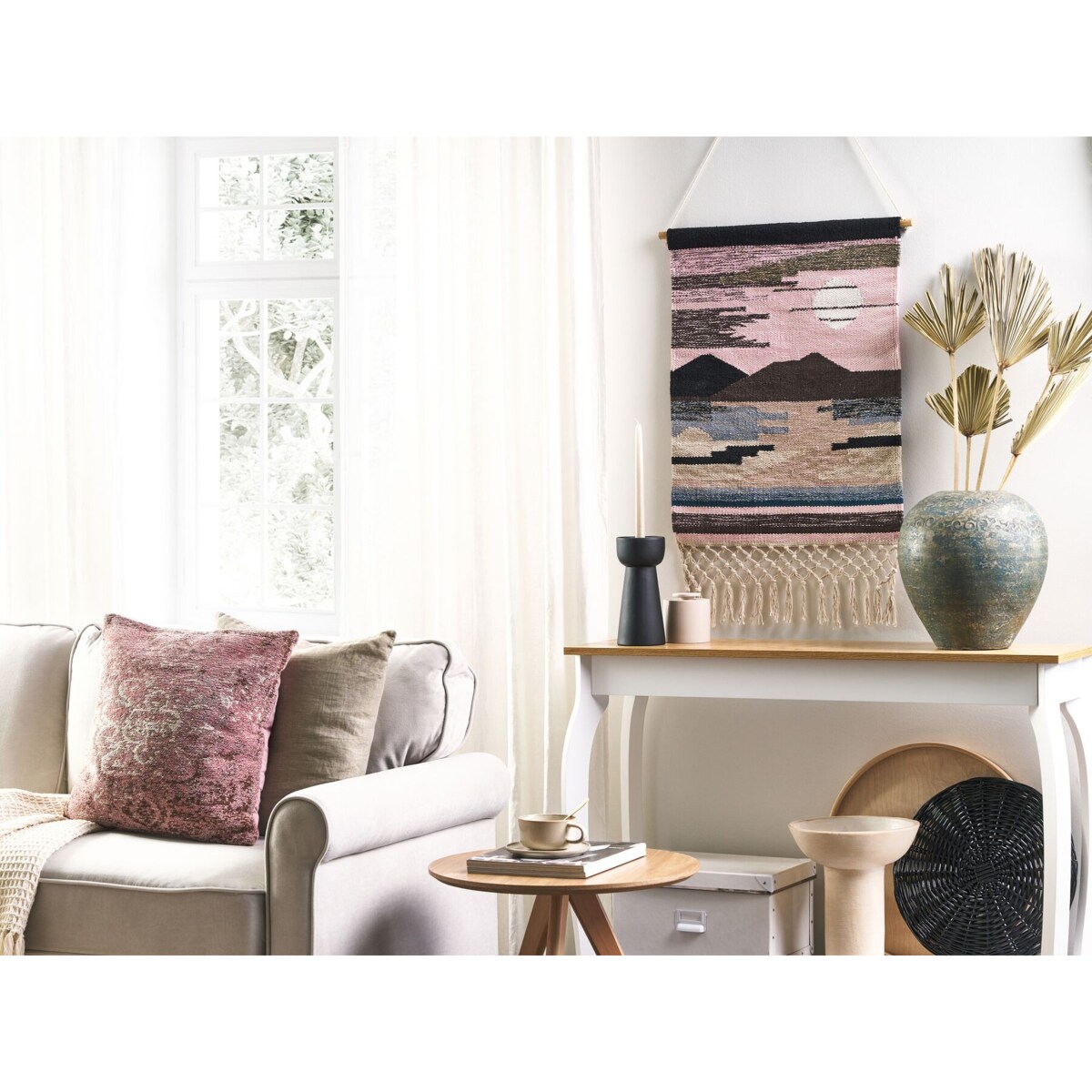 Dekoracja ścienna z frędzlami bawełniana wielokolorowa SADDA