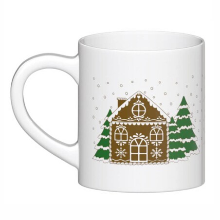 Ceramiczny kubek "Dom z Piernika" ozdobiony uroczym, zimowym motywem. Prezent upominek na mikołaja święta gwiazdkę dla faceta taty mamy męża koleżanki przyjaciółki kobiety dziadka dziewczyny babc