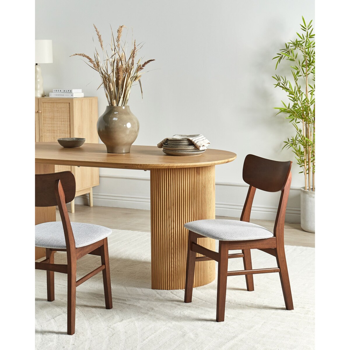 Zestaw 2 krzeseł do jadalni ANOKA Drewno kauczukowe Jasnoszary