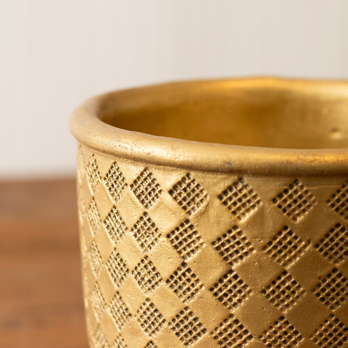 DONICZKA BETONOWA osłonka donica ZŁOTA retro okrągła na bonsai aloesy