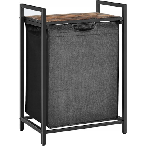 Szafka Łazienkowa Kosz 50X33X72 Cm Czarny, Rustykalny Brąz