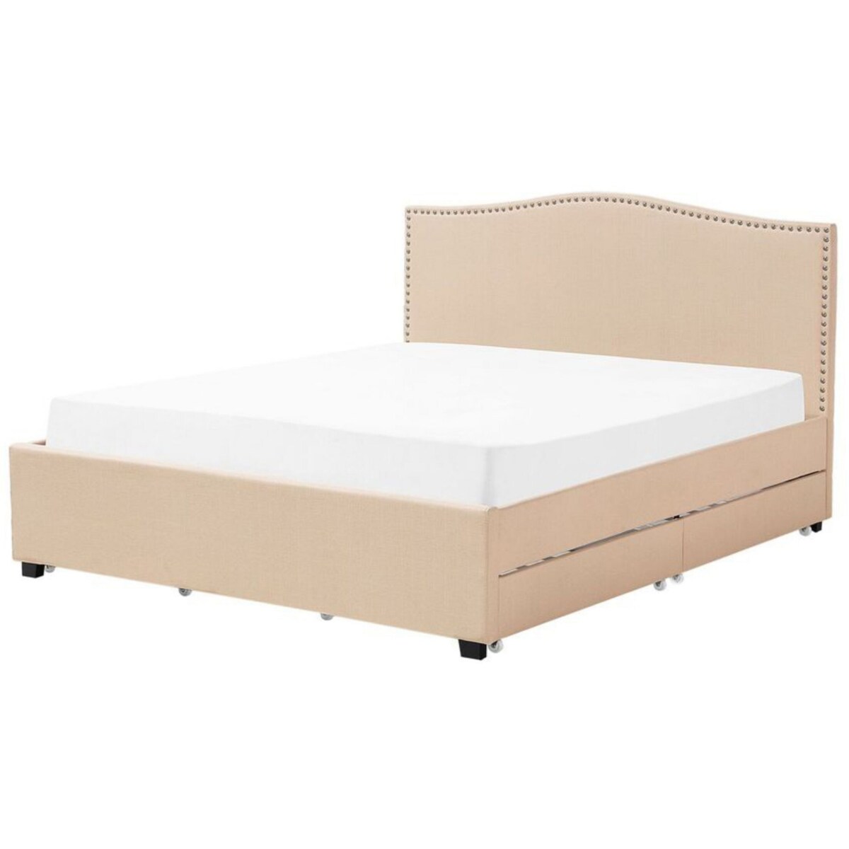Łóżko z szufladami tapicerowane 180 x 200 cm beżowe MONTPELLIER