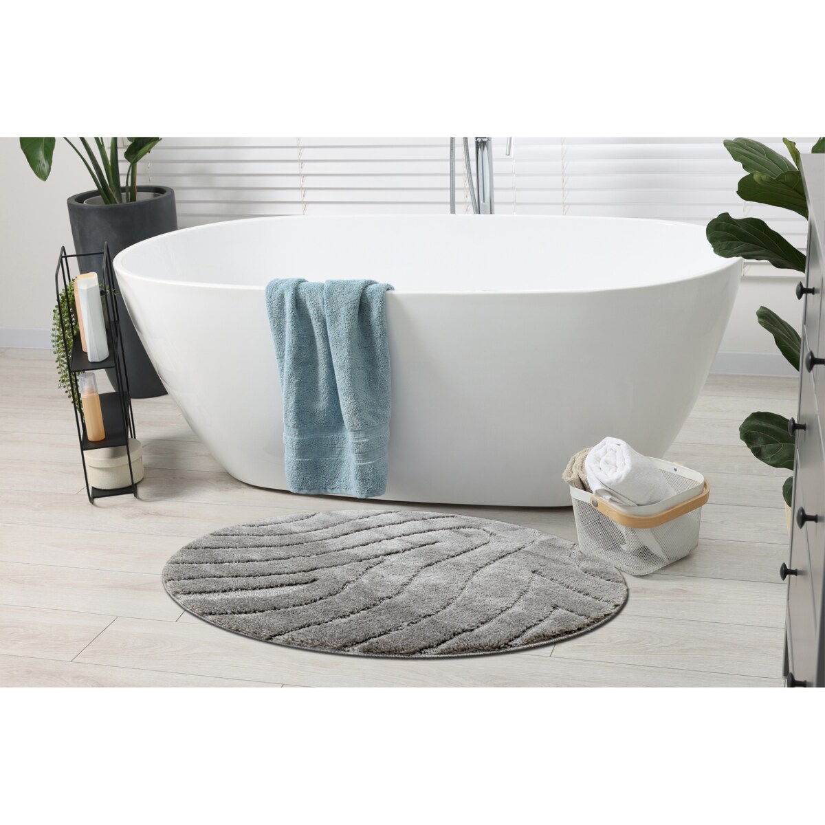 Dywan łazienkowy SUPREME koło WAVES fale, koło 50 cm