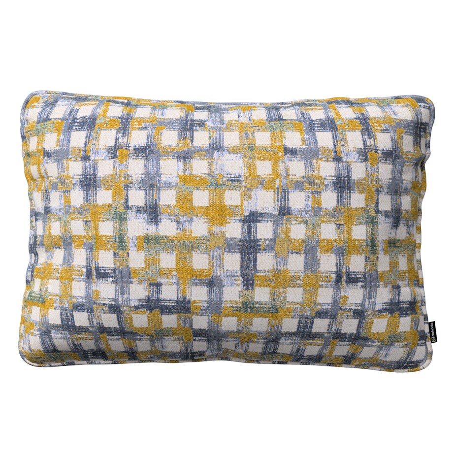 Poszewka Gabi na poduszkę prostokątna 60x40 niebiesko-żółta krata na kremowym tle