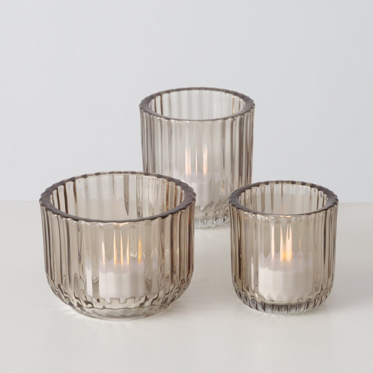 Szklane świeczniki w trzech rozmiarach SIKEL