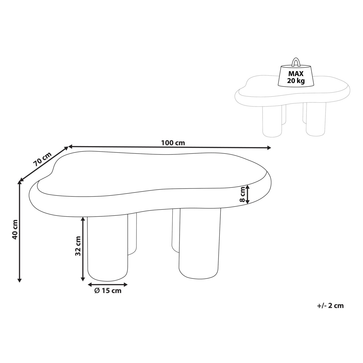 Stolik kawowy ONDLE Beżowoszary