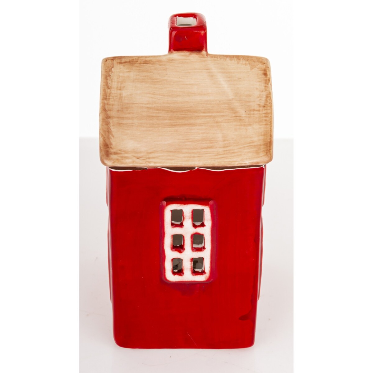 Dekoracja - kamionkowy domek LED 13x7x6 cm MARGITA-2 czerwony