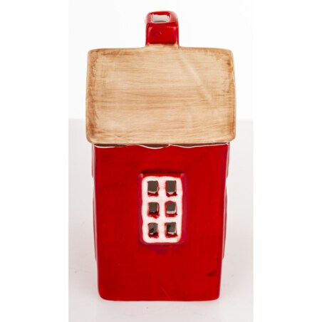 Dekoracja - kamionkowy domek LED 13x7x6 cm MARGITA-2 czerwony