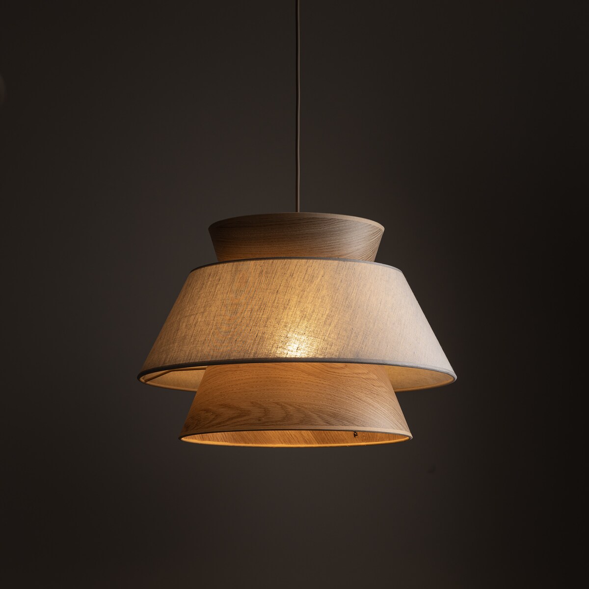 Lampa Wisząca Tk Lighting Kalum Len Fornir 1Xe27 Skandynawski, Boho, Japandi