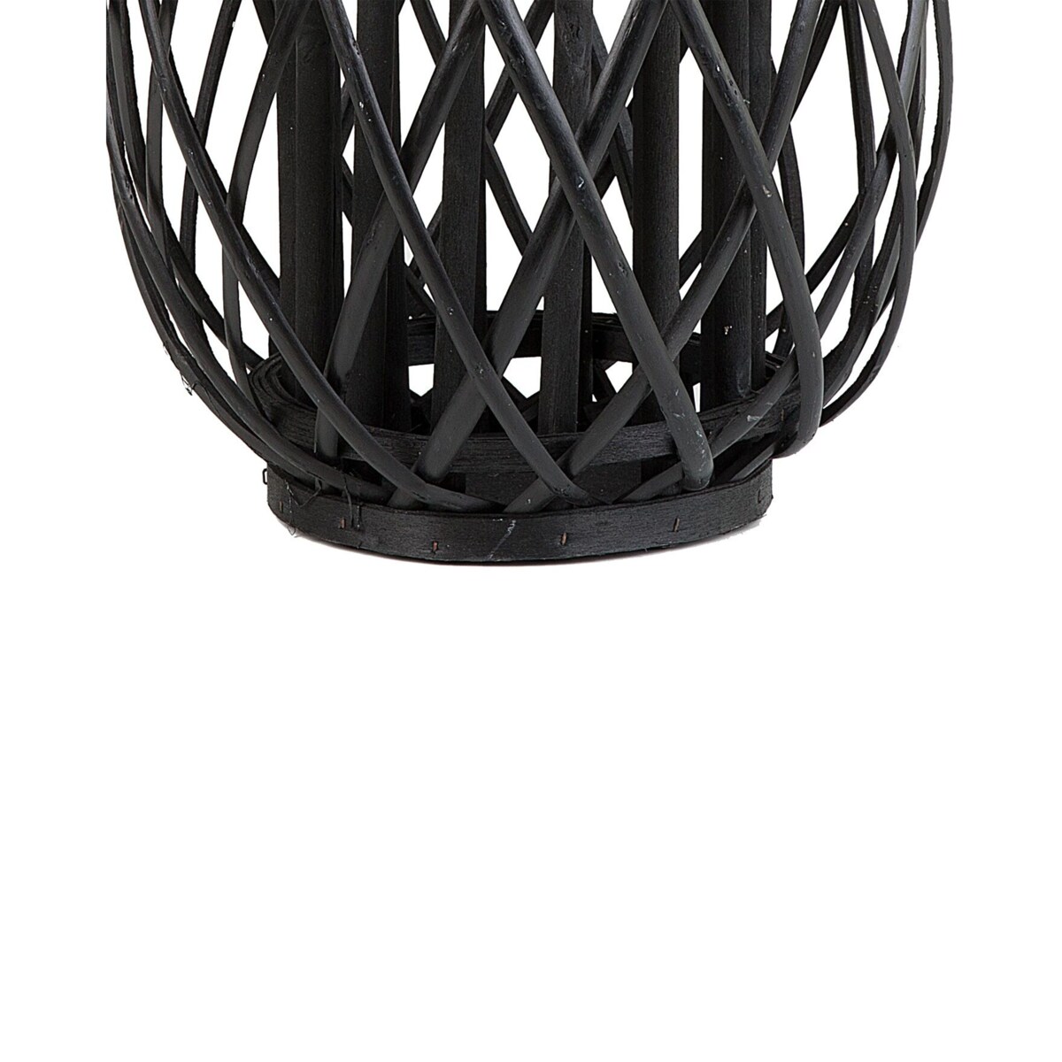 Lampion drewniany 40 cm czarny MAURITIUS