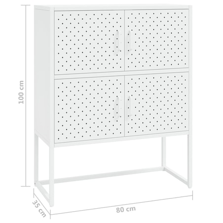 vidaXL Szafka, biała, 80x35x100 cm, stal