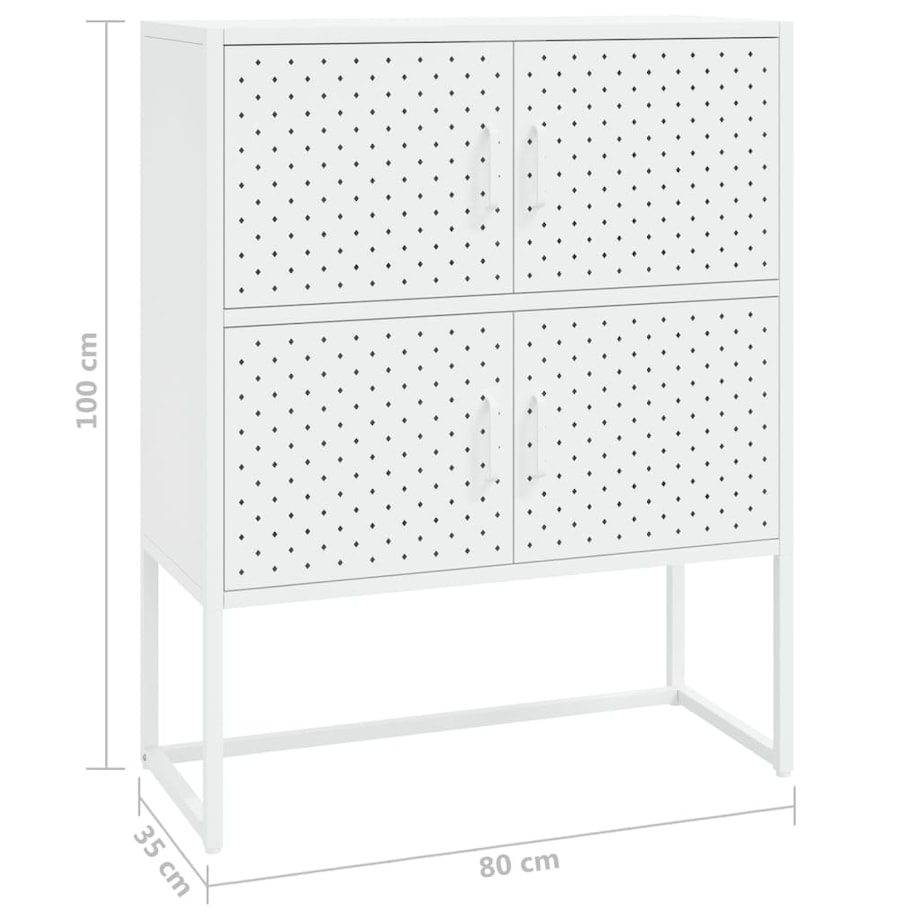 vidaXL Szafka, biała, 80x35x100 cm, stal