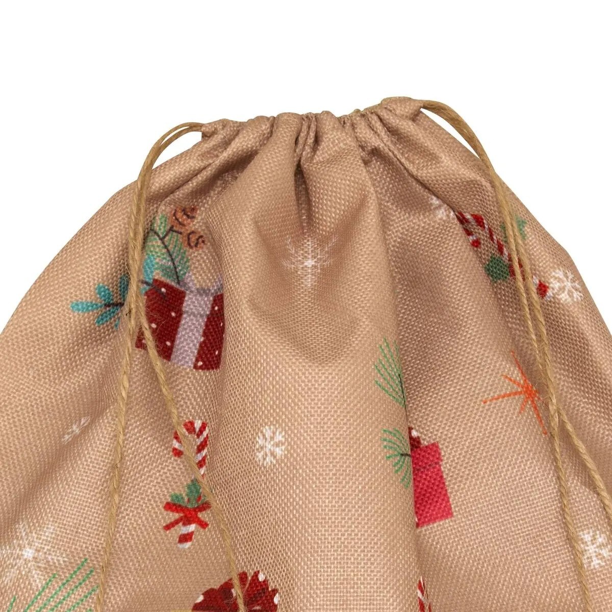 Worek jutowy na prezenty z napisami, 50 x 70 cm