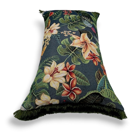 Zielona poduszka dekoracyjna w kwiaty lotosu 50x30