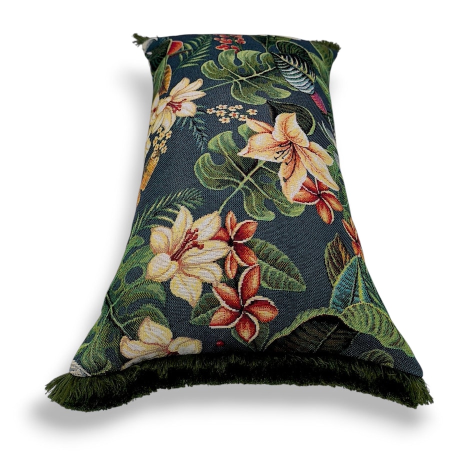 Zielona poduszka dekoracyjna w kwiaty lotosu 50x30