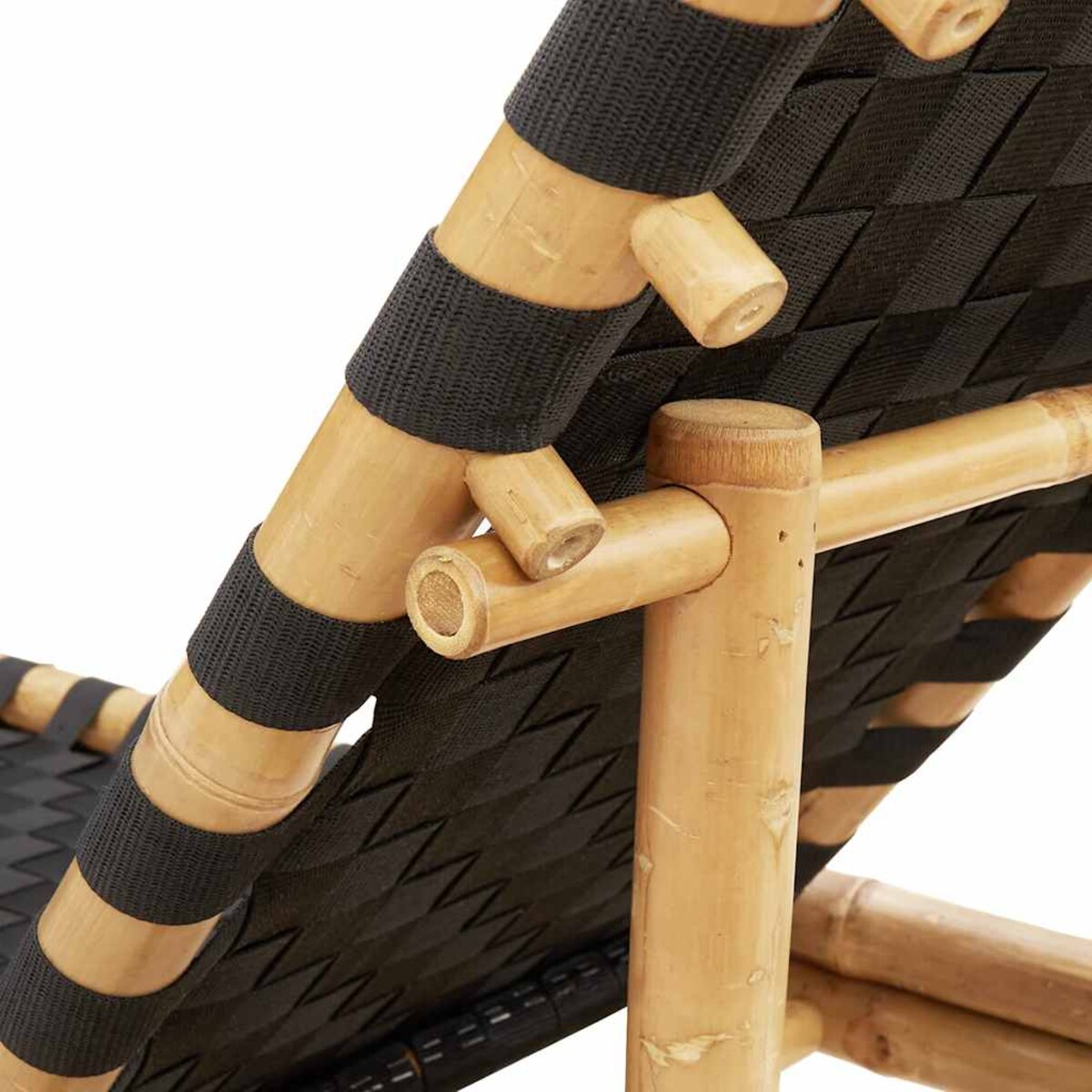 vidaXL Leżak z czarną tkaną taśmą, 55x200x30 cm, bambus