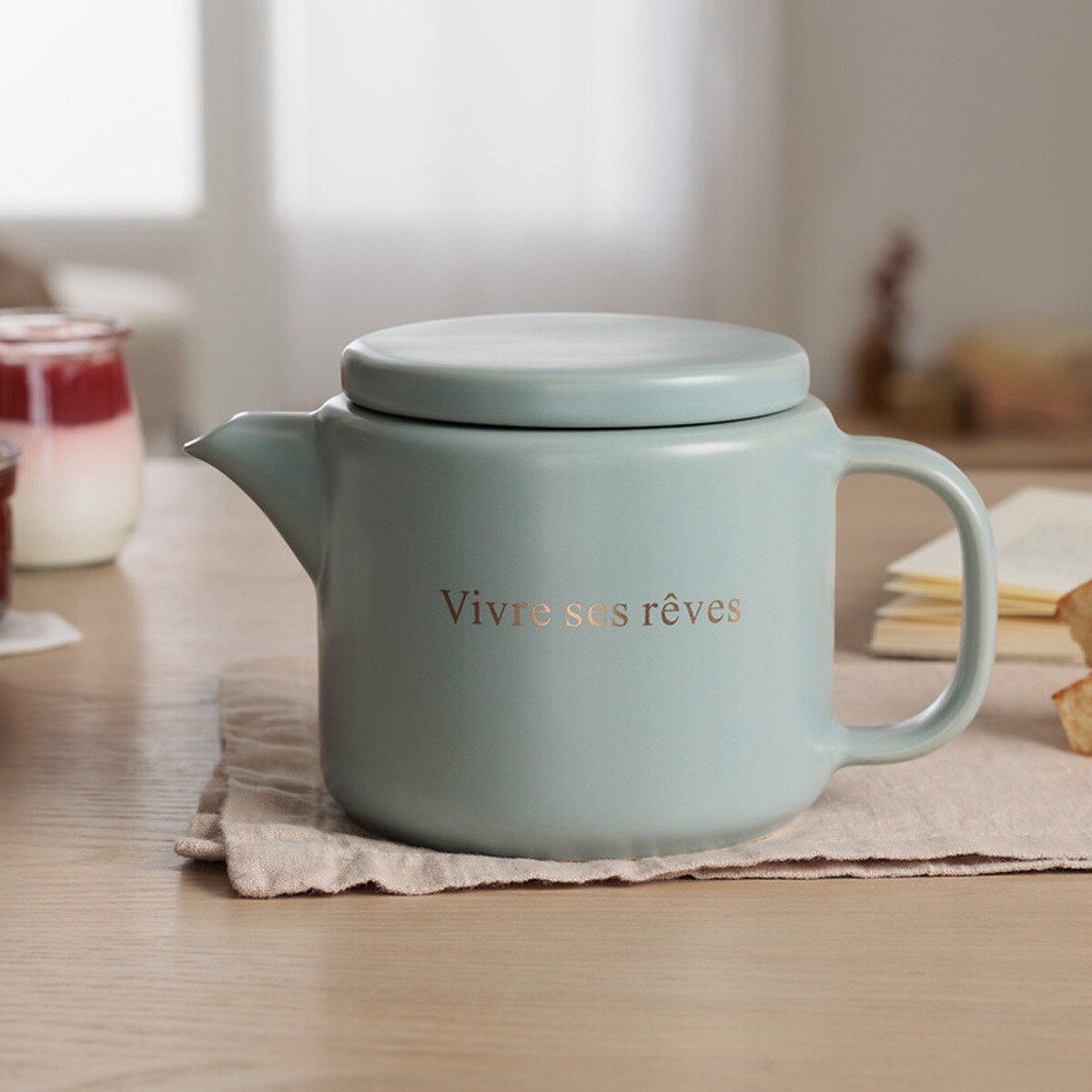 Zaparzacz, dzbanek do herbaty ceramiczny Belle Journée miętowy