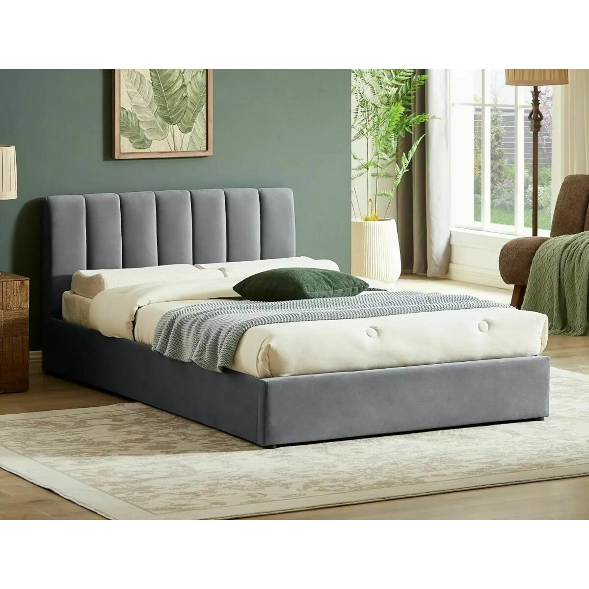 Łóżko tapicerowane MONTREAL VELVET 120x200 szare z pojemnikiem