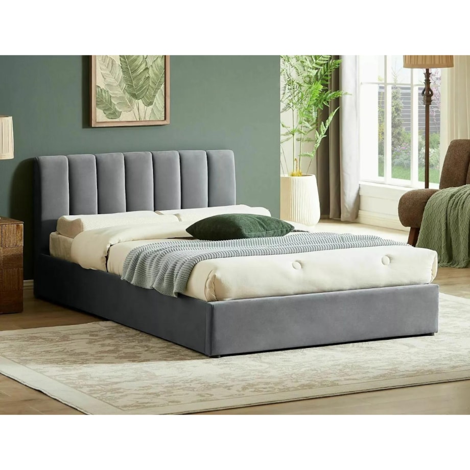 Łóżko tapicerowane MONTREAL VELVET 120x200 szare z pojemnikiem