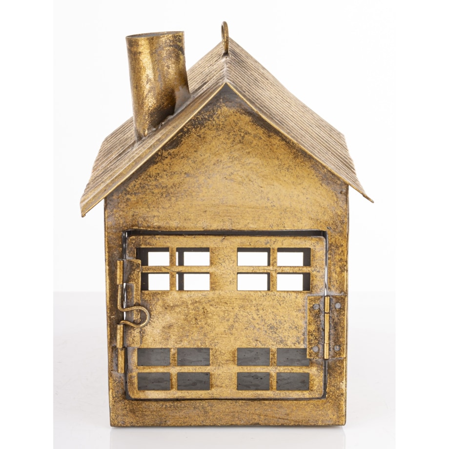 Dekoracja - metalowy domek 21,5x24,5x15 cm MUOYA z szerokimi drzwiczkami