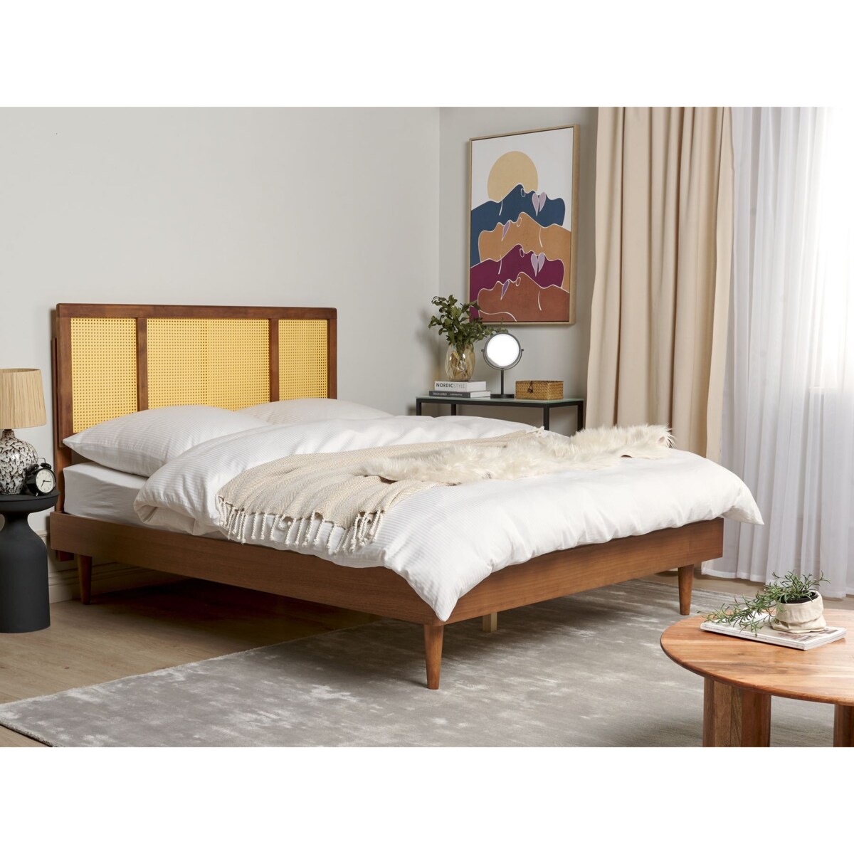Łóżko Rattan AURAY 160 x 200 cm Brązowy