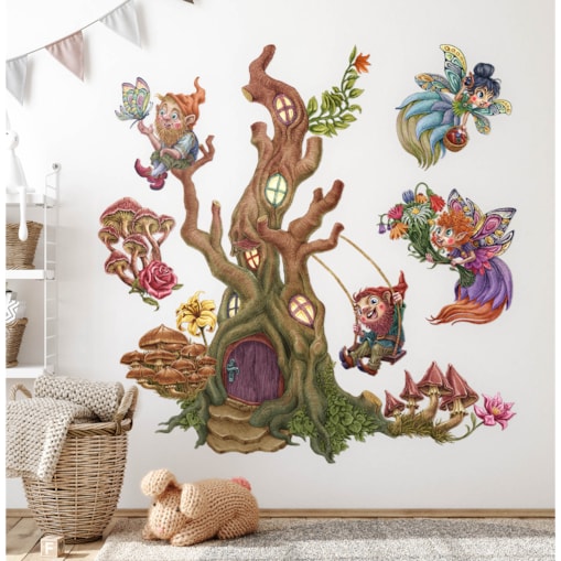 Zestaw naklejek na ścianę, Wróżkowy las, 80cm