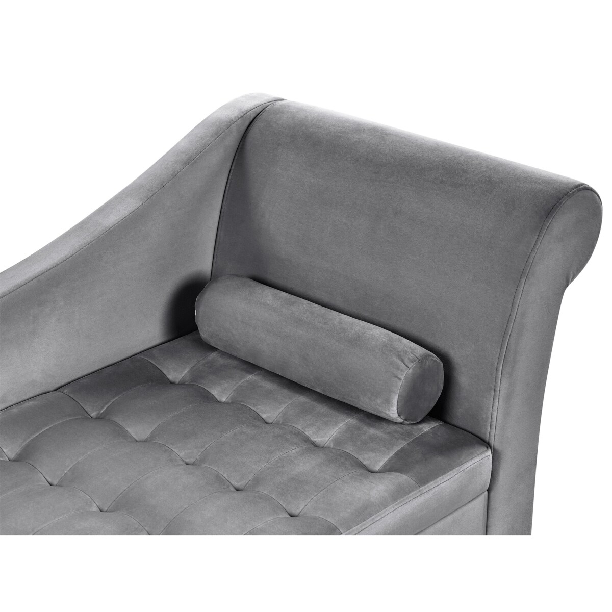 Szezlong welurowy ze schowkiem prawostronny jasnoszary PESSAC