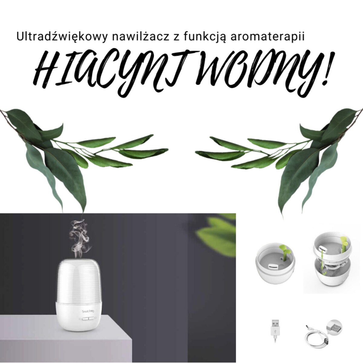 Lampka nocna USB z nawilżaczem powietrza