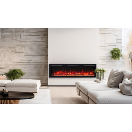 Kominek elektryczny AFLAMO Majestic 128 PRO - ścienny i do zabudowy - 128x45x13 cm - kominek LED z funkcją grzania 750/1500 W