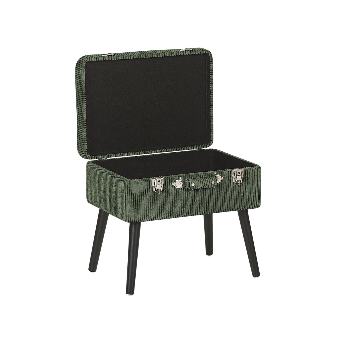 Stołek ze schowkiem sztruksowy zielony MALLARD