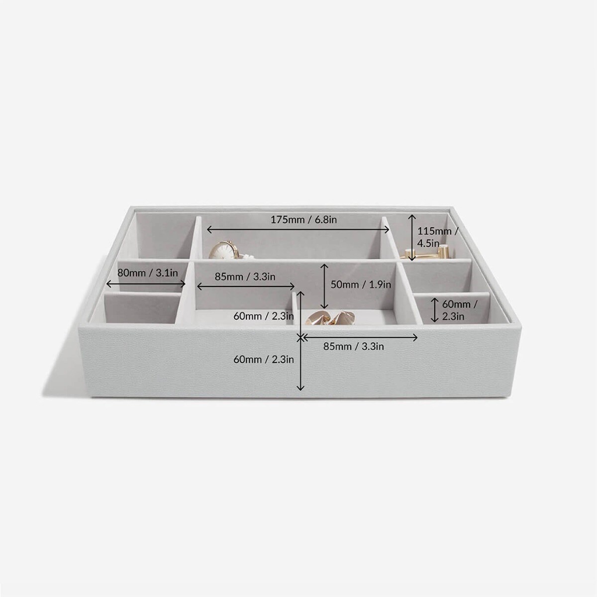 Szkatułka na biżuterię Stackers 11 komorowa supersize kamienna szarość