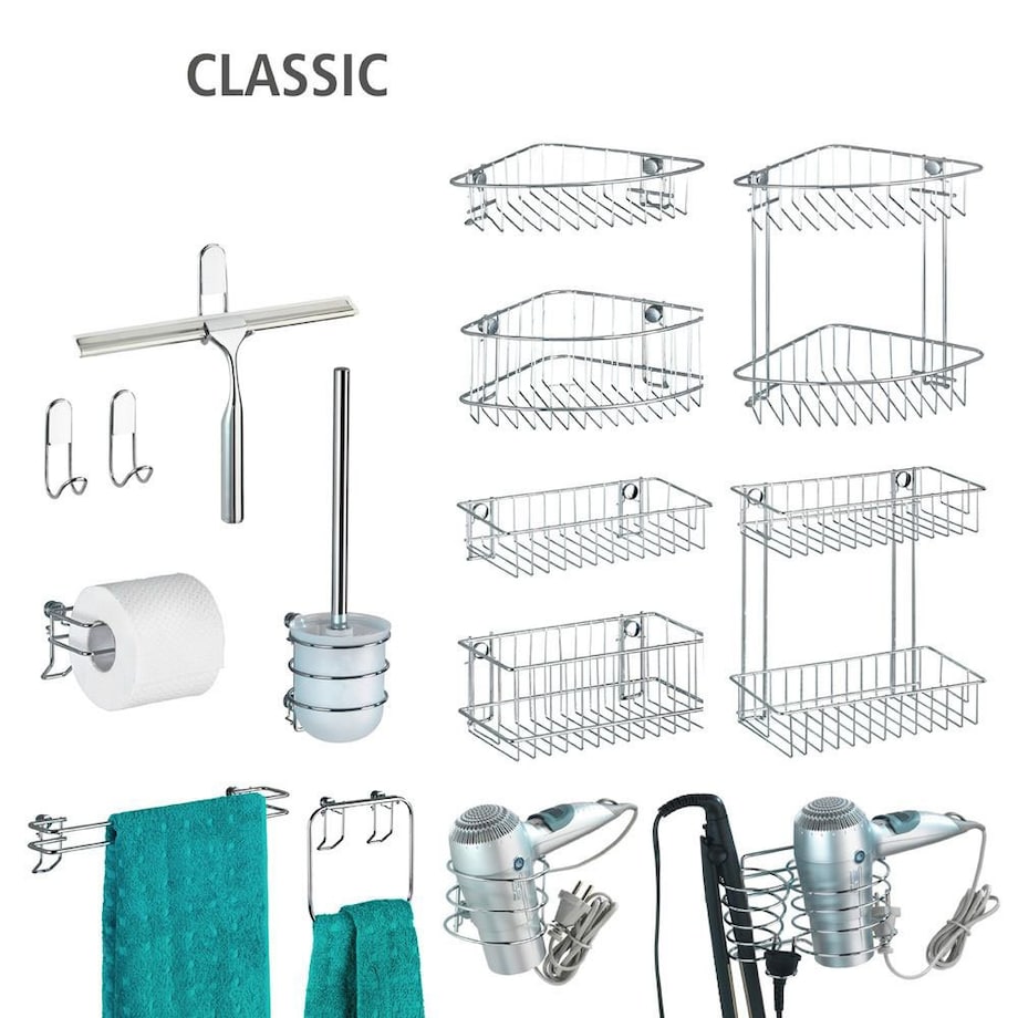 Uchwyt na suszarkę do włosów CLASSIC - stal chromowana, WENKO
