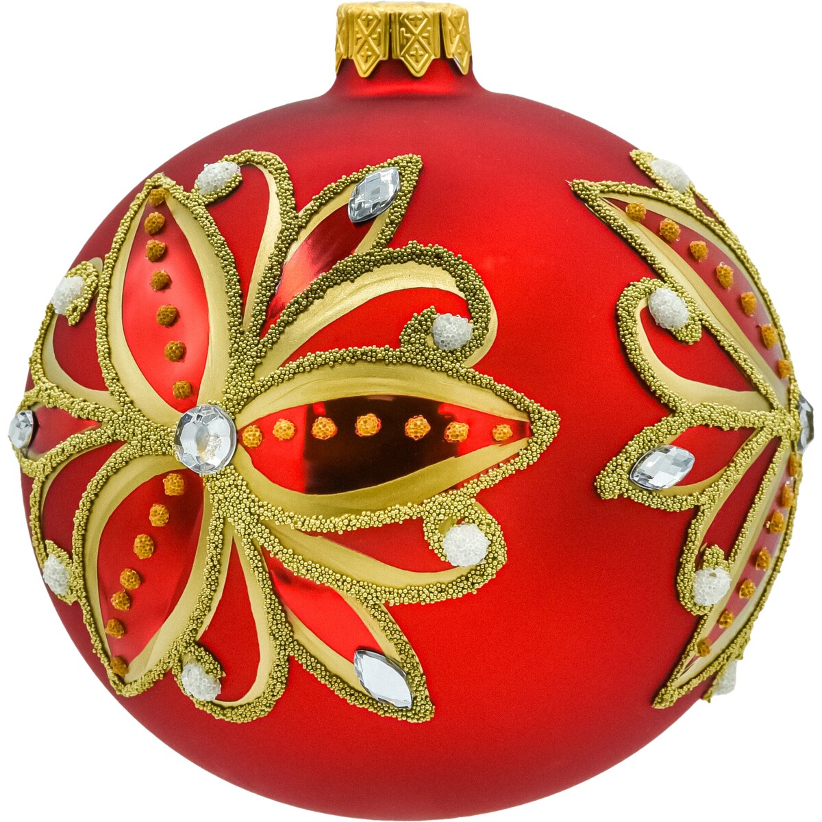 Bombki okrągłe czerwone: Złoty kwiat